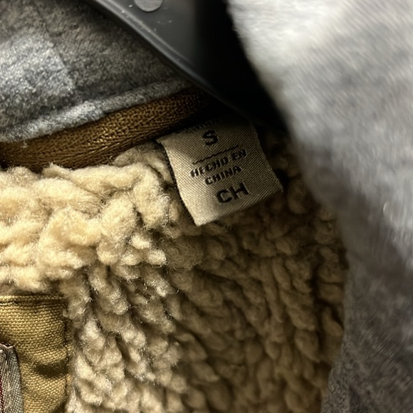 Levi's Men Small Washed Cotton Hooded Military Sherpa Lined Jacket Brown - Picture 4 of 14